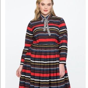 Long Sleeve Printed Fit and Flare Dress